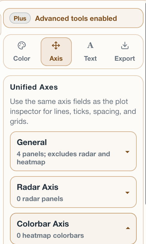 SmartPlot Composer axis panel